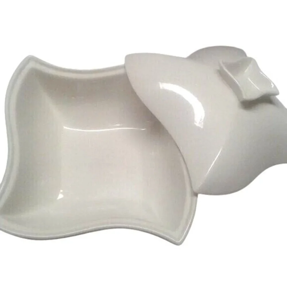 Godinger Siena White Ceramic 1 quart Covered Serving Dish Lid Casserole Chafing